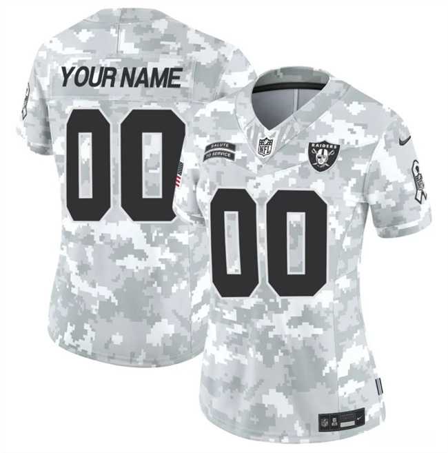 Women%27s Las Vegas Raiders Active Player Custom 2024 F.U.S.E Arctic Camo Salute To Service Limited Stitched Jersey(Run Small)